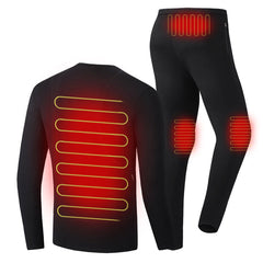 Electric Heated Underclothes Set for Men & Women Shirt + Trousers Velvet Lined Thermal Winter Clothing