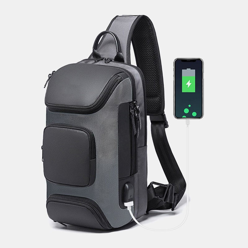Men's Multifunction USB Charging Crossbody Bag for 15.6" Laptop with Multi-Pockets