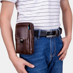 Retro Leather Zipper Phone Bag - Waist & Shoulder Carry