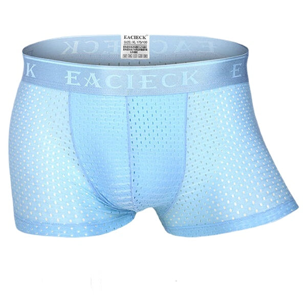 Mens Mesh Breathable Underwear Casual Ice Silk Thin Solid Color Boxers