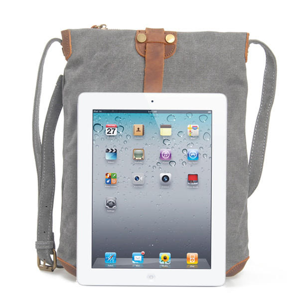 Retro Canvas Genuine Leather Messenger Bags Casual Shoulder Bags Crossbody Bags