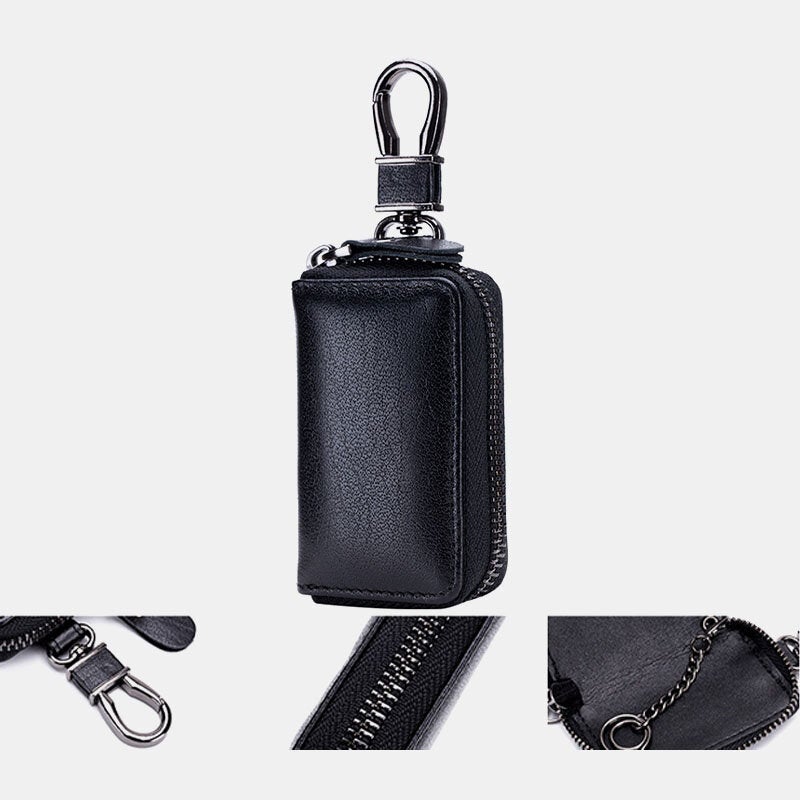 Men Genuine Leather Retro Mini Key Case Bag Large Capcity Fashion Car Keychain Wallet