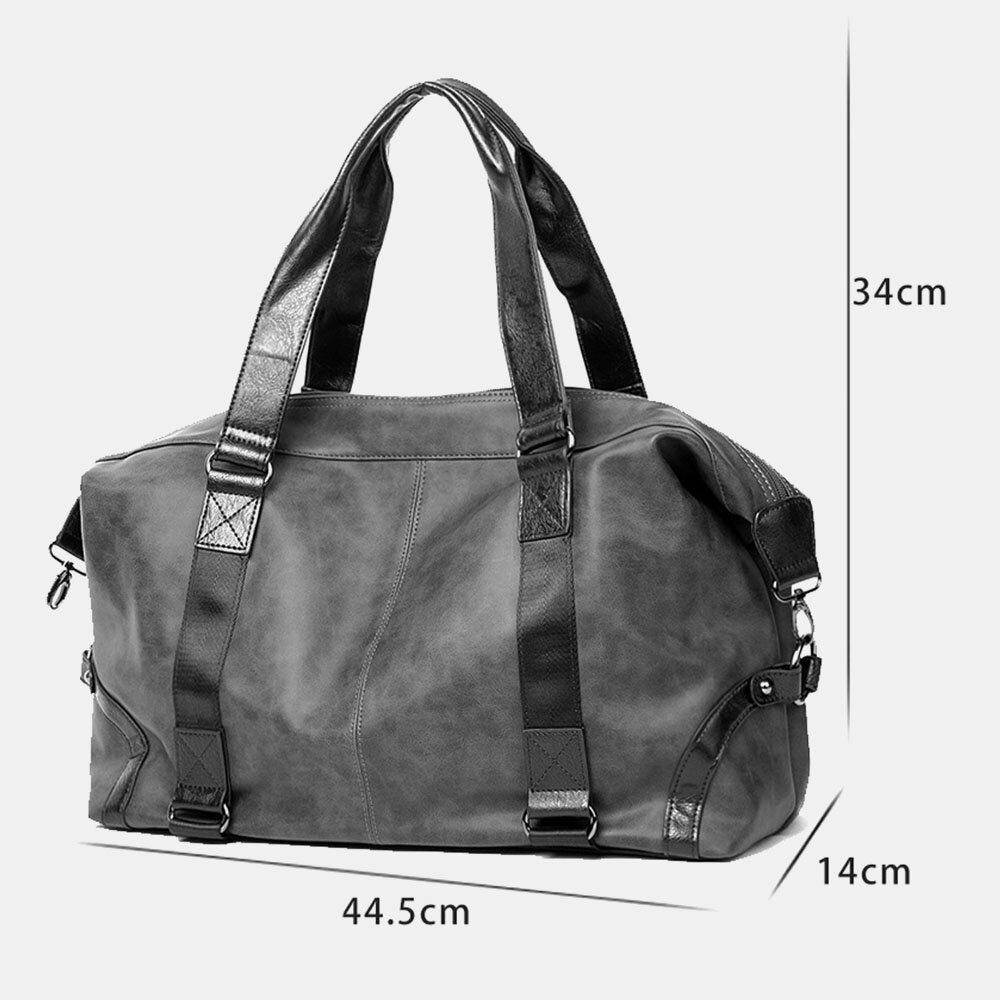 Men PU Soft Leather Large Capacity Handbag 14 Inch Laptop Bag Casual Travel Multi-pocket Luggage Crossbody Shoulder