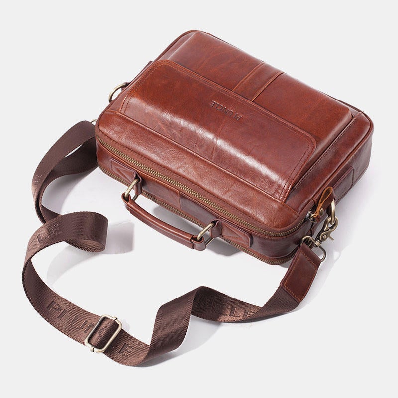 Men Genuine Leather Business Bag Handbag Shoulder Crossbody