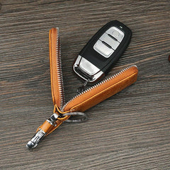 Men Genuine Leather Zipper Car Key Case Bag