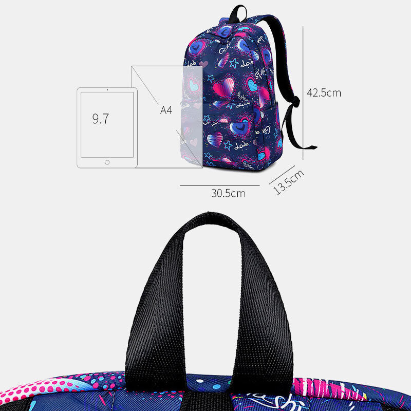 Love Pattern School Bag 15.6'' Laptop Backpack Rucksack Daypack