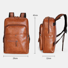 Men Faux Leather Large Capacity Retro Computer Backpack Travel Bag Hot