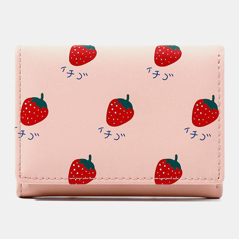 Women 7 Card Slots Trifold Fruit Printed Wallet