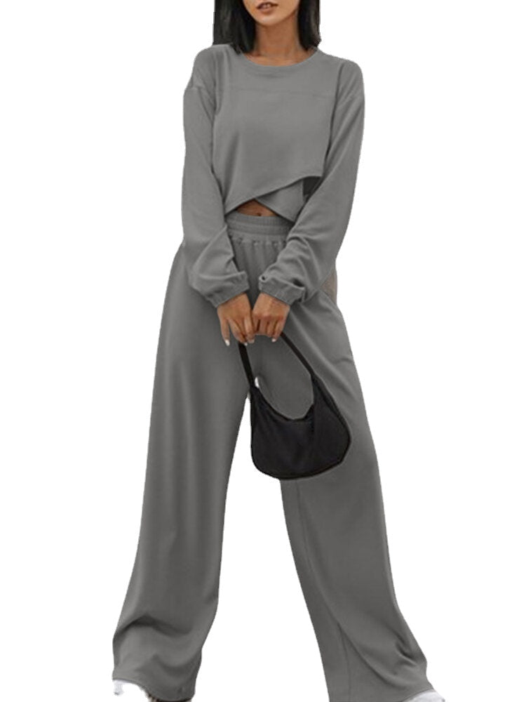 Women Puff Sleeve Solid Side Pockets Maxi Length Two-Piece Sets