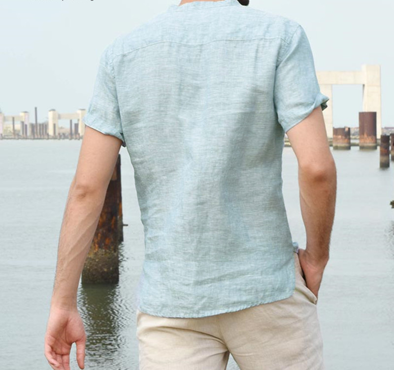 Mens Casual Shirts Short Sleeve V Neck Basic Blouse