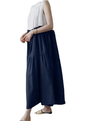 Sleeveless Contrast Color Leisure Maxi Dress