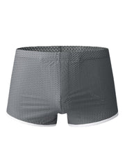 Mens Mesh Solid Color Breathable Thin Boyshorts Ice Silk Arrow Boxers Briefs