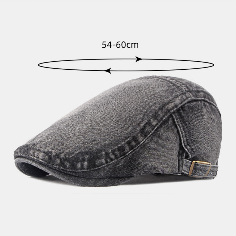 Men Washed Denim Made-old Casual Retro Driver Flat Hat Forward Hat Beret Hat