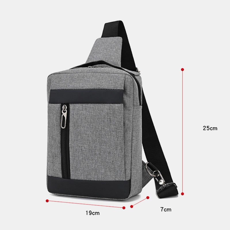 Men Oxford Large Capacity Chest Bag Casual Multifunction Earphone Hole Design Crossbody Bag Shoulder Bag