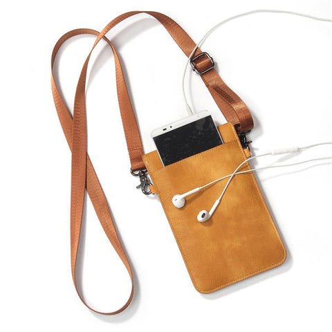 Vintage PU Leather Card Holder 6inch Phone Shoulder Bag Crossbody Bags
