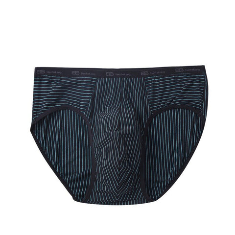Mens Fashion Striped Modal Low Waist U Convex Pouch Brief Underwear