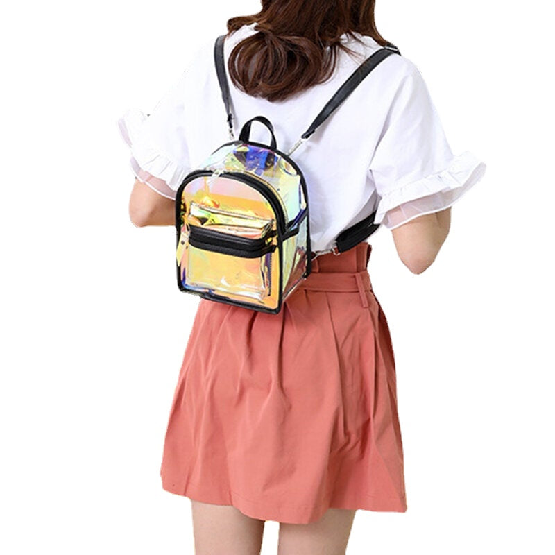 Women 2Pcs Transparent Jelly Multi-carry Mini Backpack Crossbody Bag Handbag