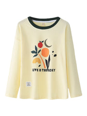 Women's Graphic Letter Print Ribbed Pullover Pajama Set with Elastic Waist and Pockets