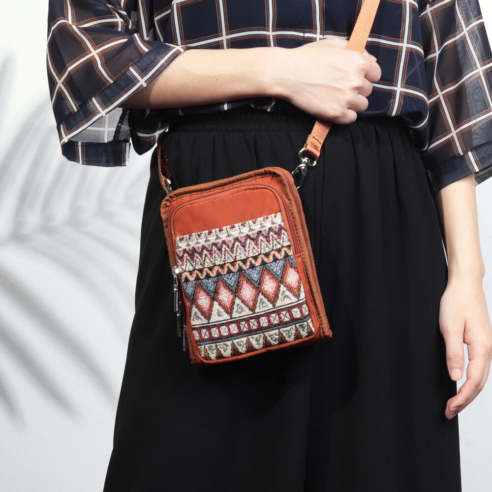 Women National Canvas Shoulder Bag Bohemian Card Holder Mini Sling Crossbody