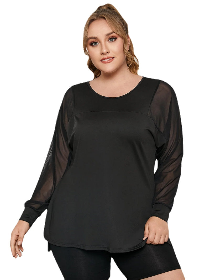 Plus Size Round Neck Long Sleeves Tee
