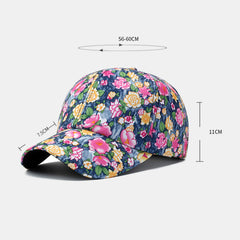 Women Overlay Colorful Floral Print Baseball Cap Fashion Breathable Adjustable Sunshade Hat