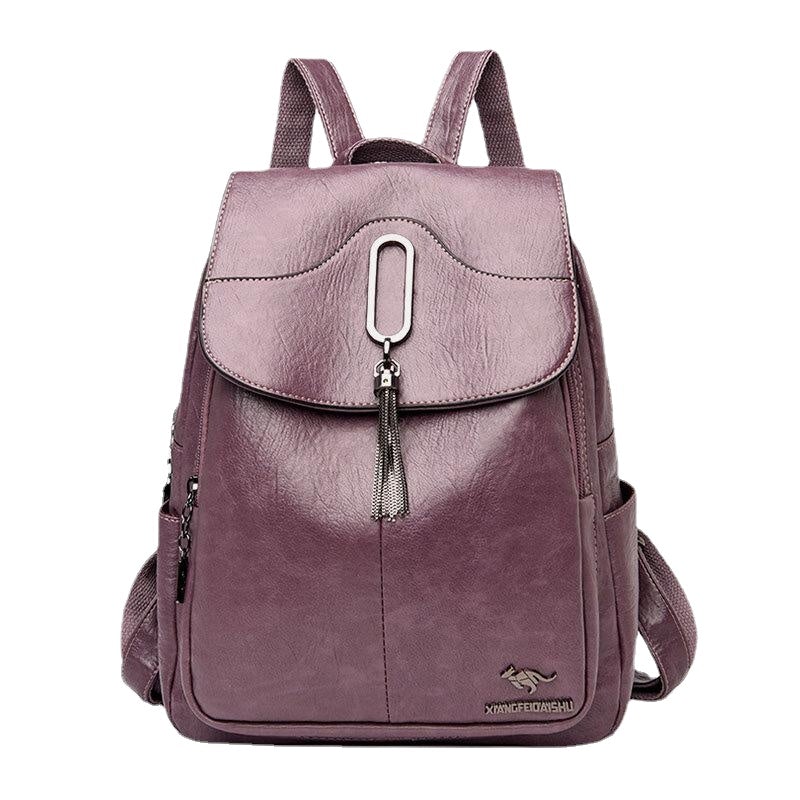 Women Multi-pocketsAnti-Theft Backpack Leage Capacity Soft Leather Shoulder Bag