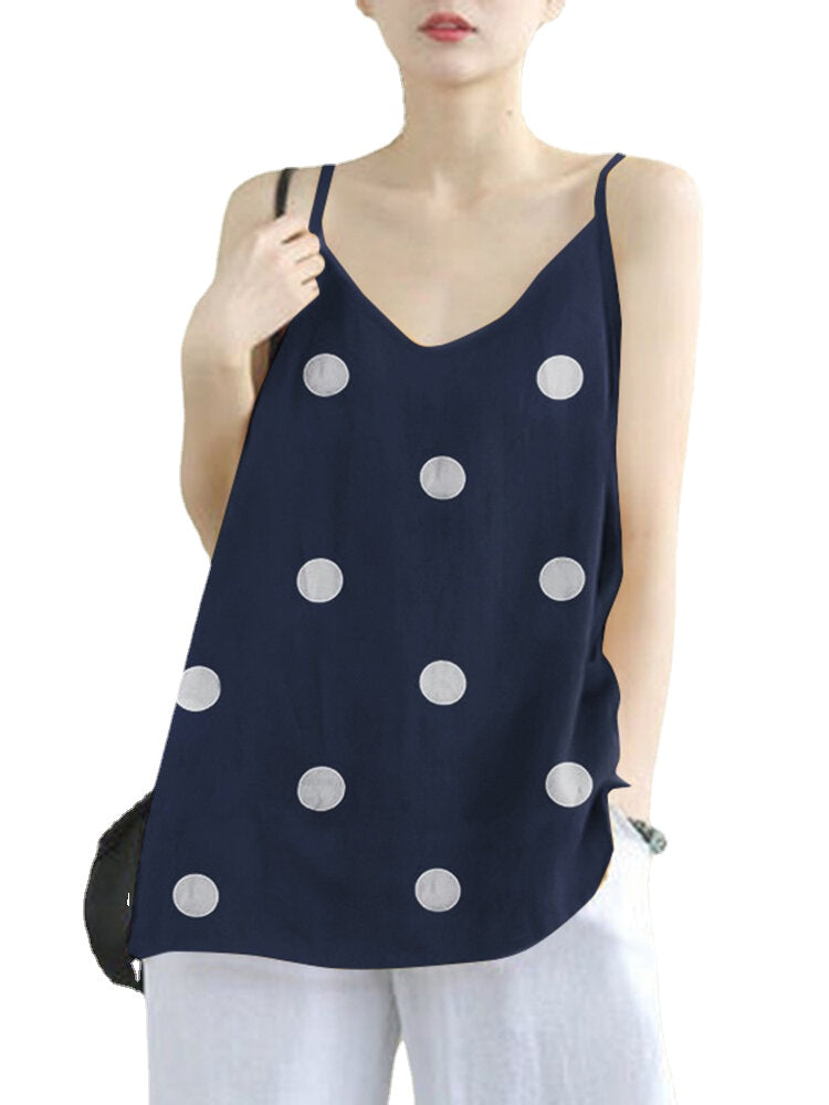 Polka Dot Spaghetti Backless Sleeveless Casual Cami