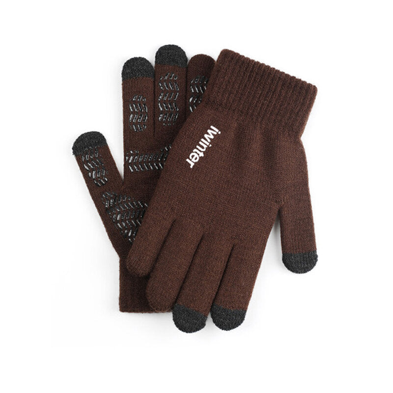 Winter Men's Cycling Knitted Gloves Touch Screen Thicken Wool Mitten Outdoors Anti-slip Warmer Gloves