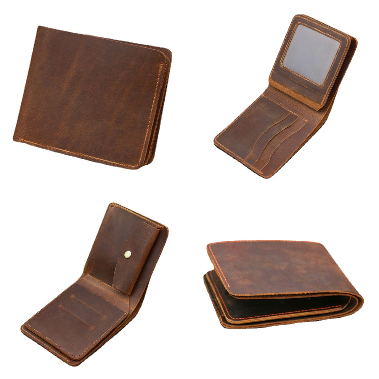 Men Genuine Leather Vintage Durable Light Weight Wallet Retro Business Tri-fold Wallet