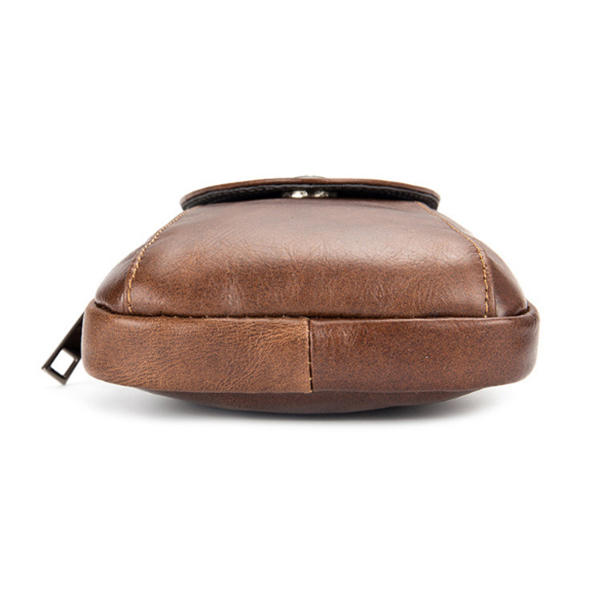 Men Genuine Leather Vintage Minimalist Fashion 6 Inch Phone Bag Waist Bag Crossbody Bag