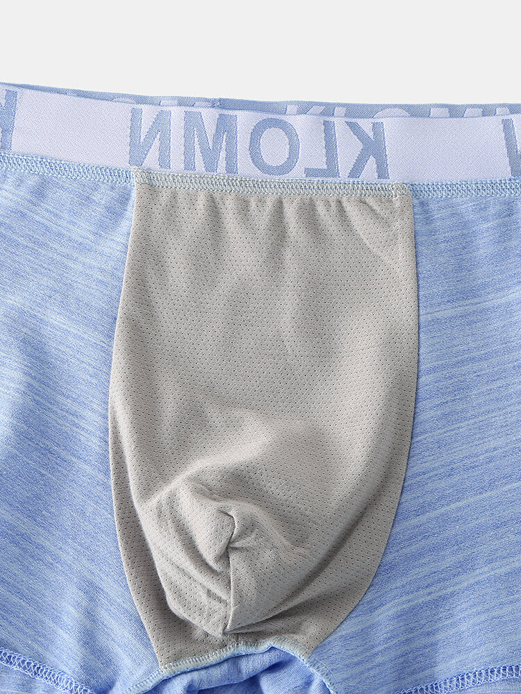 Mens Cotton Breathable Antibacterial Underwear Logo Waistband Boxers With Pouch