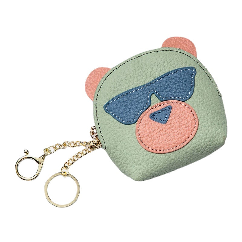 Women Genuine Leather Cute Bear Creative Mini Coin Bag Small Wallet For Card