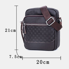 Men Genuine Leather Weave Waterproof Multifunction Multi-Layers Crossbody Bag Shoulder