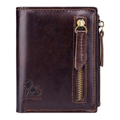 Men Bifold Leather Wallets Hasp Short Large Capacity Coin Purse Card Holder Cowhide