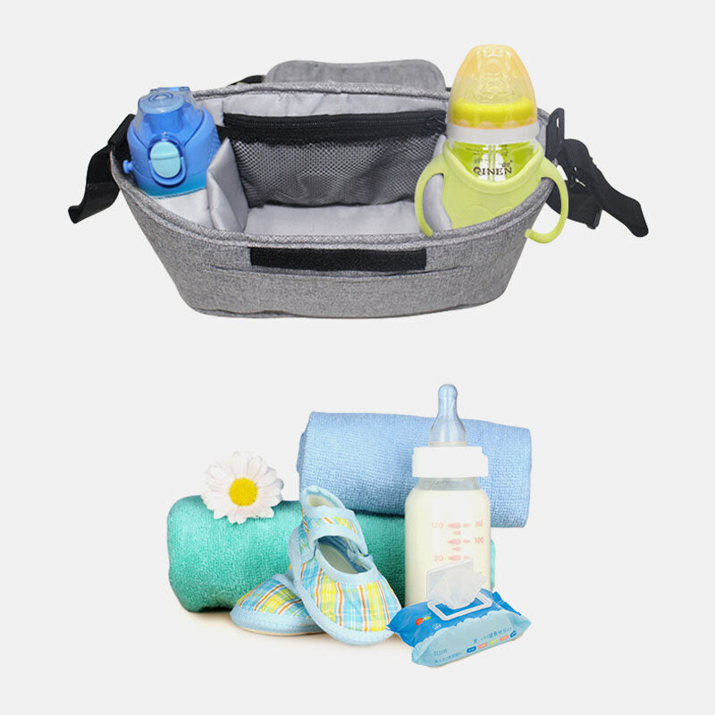 Unisex Flax Multifunctional Large-Capacity Outdoor Baby Carriage Bag Hanging Bag Crossbody Bag Shoulder Bag