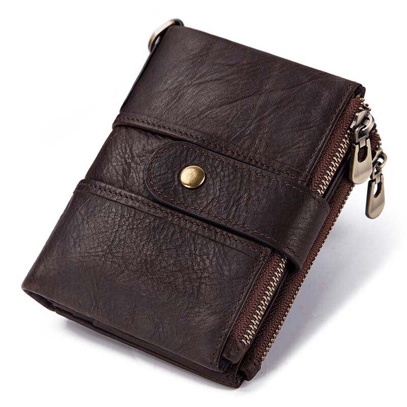 Men RFID Genuine Leather Coin Bag Detachable Card Holder Wallet