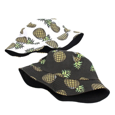Women Summer Causal Banana Pineapple Fruit Printed Bucket Hat Sunshade Fisherman Caps