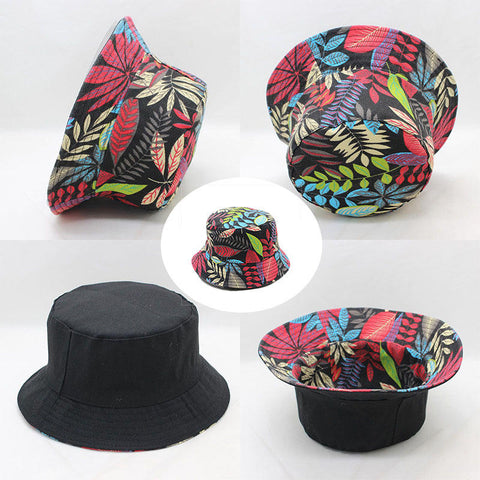 Printed Double-sided Visor With Foldable Cap Sunscreen Visor Fisherman Bucket Hat
