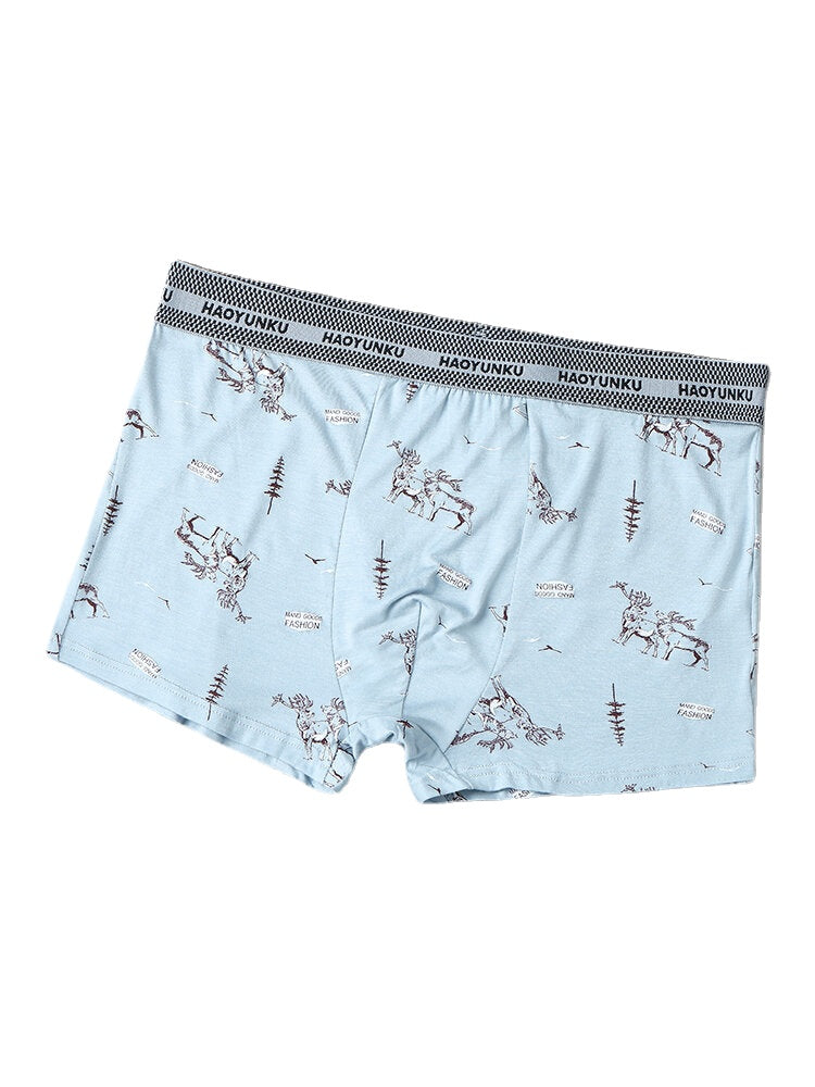 Multipacks Mens Animals Print U Convex Boxer Briefs