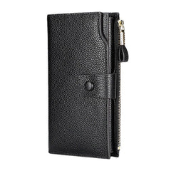 Unisex Genuine Leather RFID Anti-theft Lychee Pattern 5.8 Inch Phone Bag Clutch Purse Multi-slot Card Holder Wallet