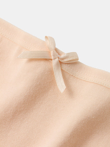 5Pcs Women Cotton Solid Bowknot Color Mid Waist Panties