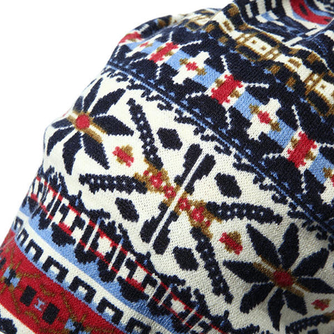 Women Cotton Ethnic Style Beanie Hat Warm Soft Dual Use Collars Scarf and Hat