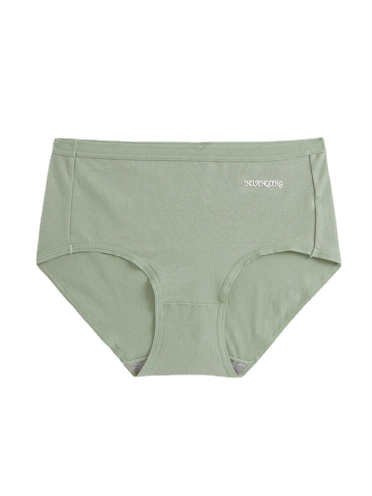 Women Solid Color Graphene Antibacterial Mid Waist Panties