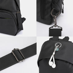 Men Nylon Earphone Hole Waterproof Outdoor Crossbody Bag Chest Bag Sling Bag