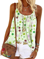 Summer Polka Dot Print Sleeveless Sling T-shirts Casual Loose Tank Top