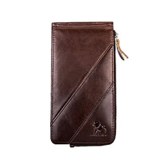 Men Women RFID Wallet Genuine Leather Long Purse 12 Slots Card Holder Zipper Phone Wallet