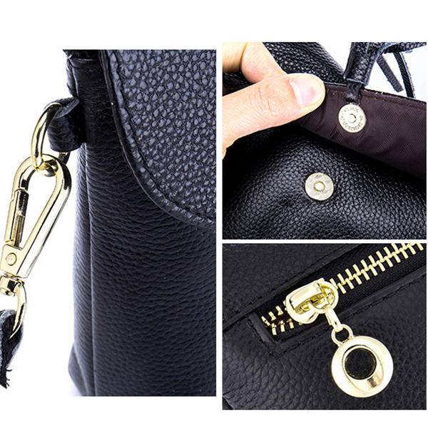 Genuine Leather Tassel Mini Shoulder Bags Vintage Hasp Crossbody Bags 5.5'' Phone Bags