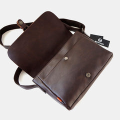 Men PU Leather Large Capacity Anti-Theft Cover Zipper Vintage Casual Messenger Bag Crossbody Shoulder