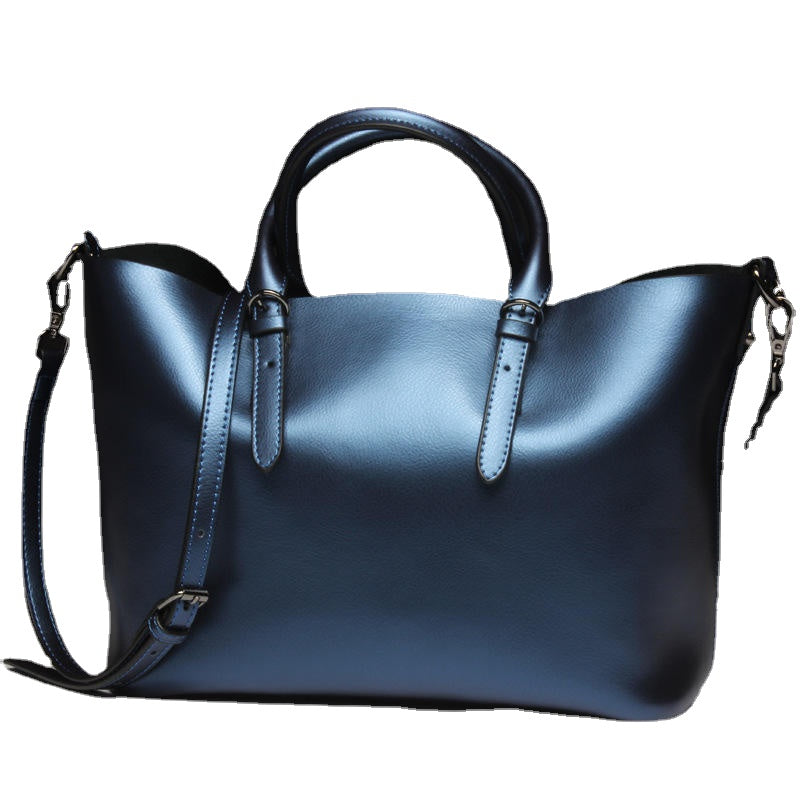 Soft Genuine Leather Women Solid Handbag Commuter Crossbody Bag
