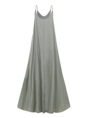 Solid Color Spaghetti Sleeveless Loose Swing Casual Maxi Dress